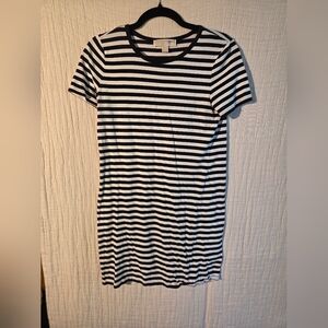 Michael Kors Black and White Striped T-shirt Dress.